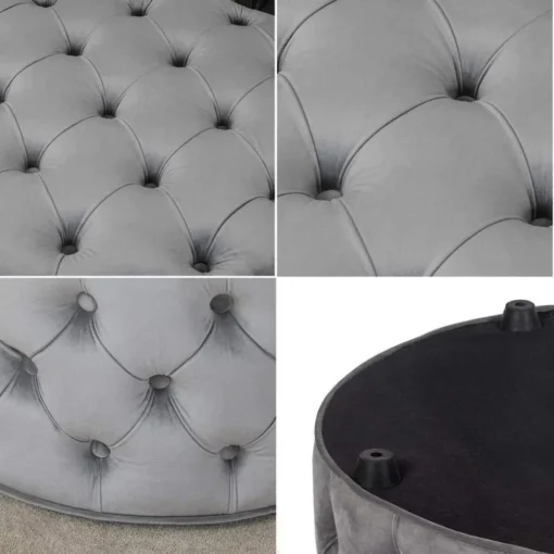 28 Inch Round Velvet Storage Ottoman Foot Stool Tufted Footrest Stool Coffee Table for Living Room (Grey) Freight Free - Image 4